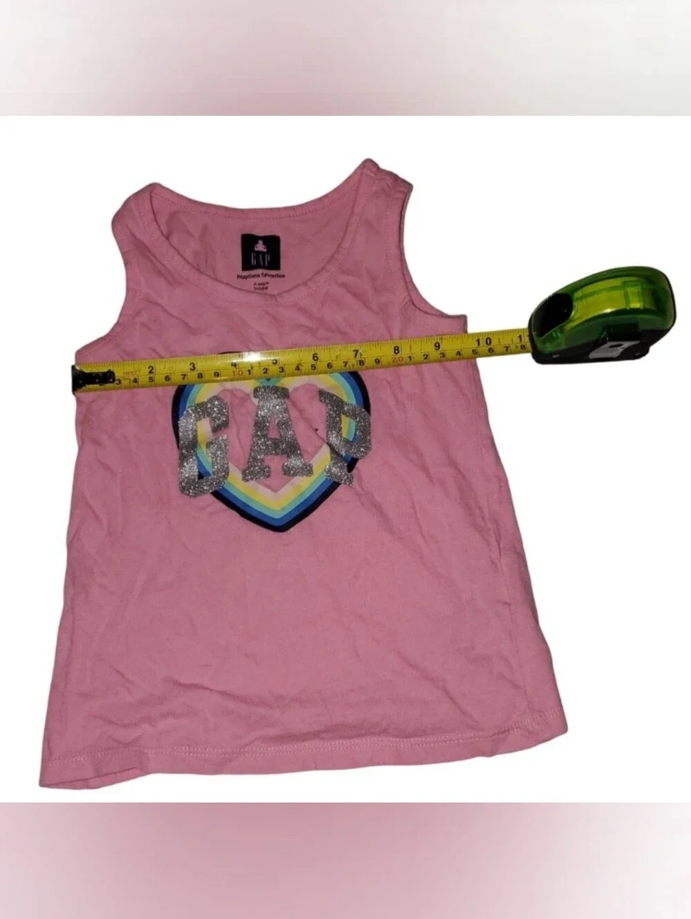 GAP Girls' Pink Glitter Heart Tank Top